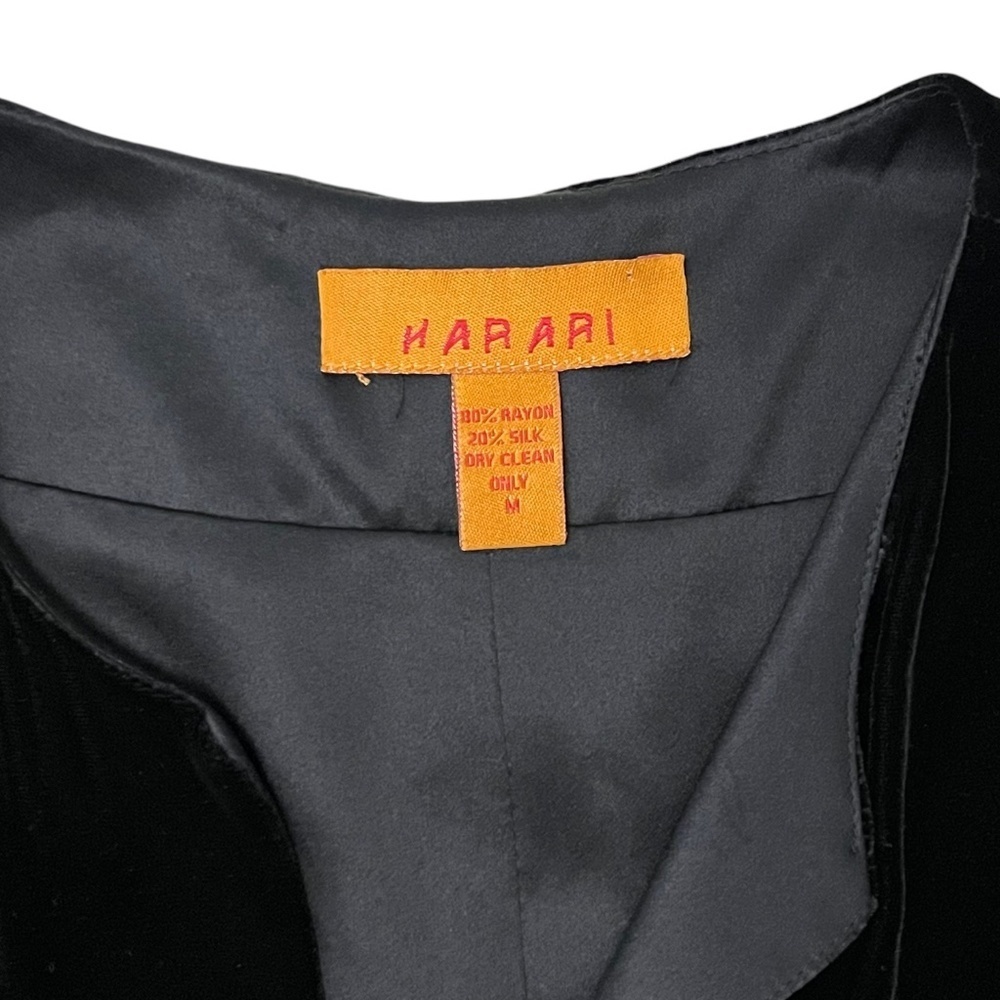 HARARI Luxurious Draped Velvet Maxi Dress Women's Size M Solid Black Vintage Y2K - Picture 7 of 9